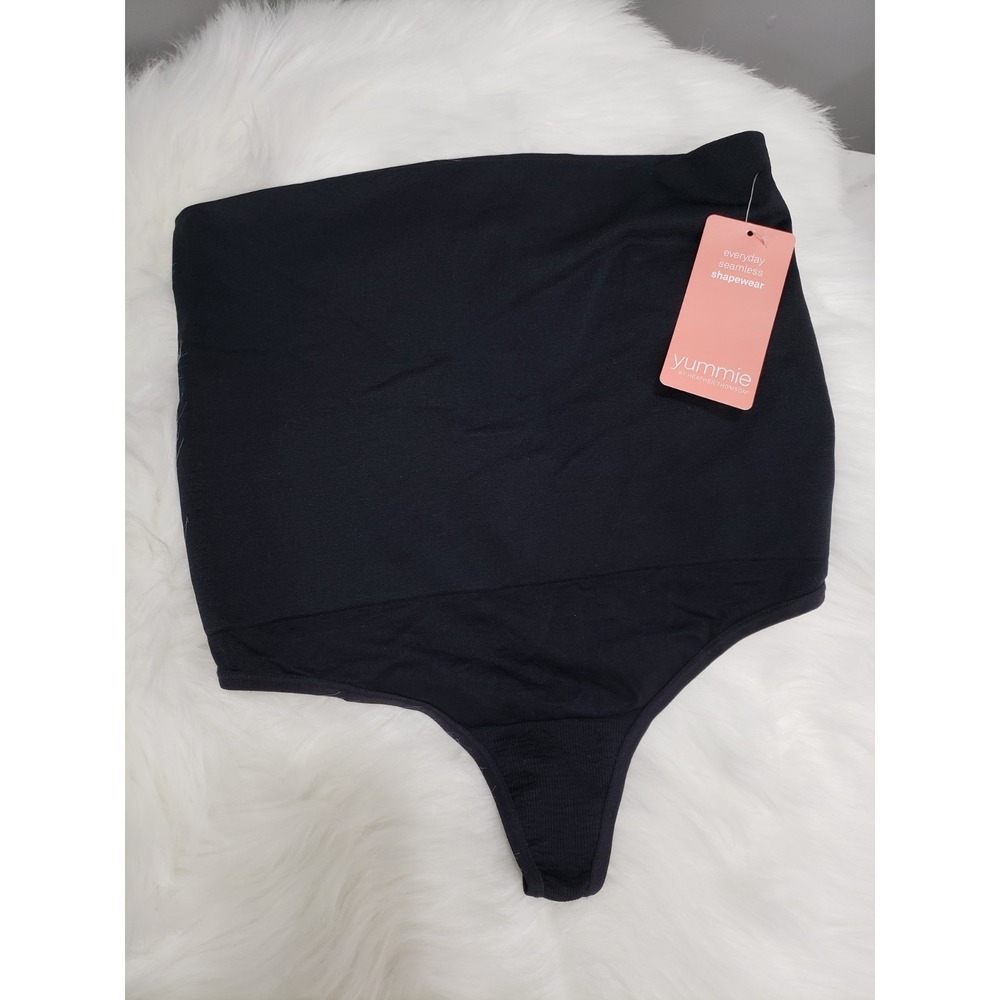 NEW M / L Yummie by Heather Thomson High Waist Shaping Thong BLACK